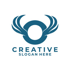 initial letter O logo design vector template. Creative Letter Q with wings logo design