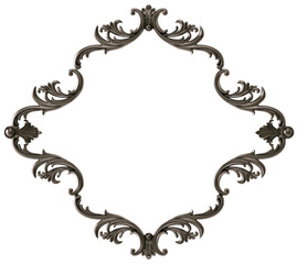 Black  ornament  frame on transparent background, cut out, 3D render
