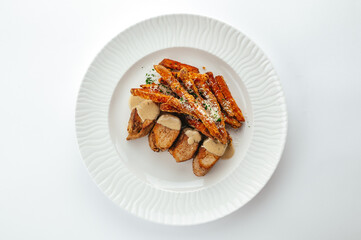 restaurant food on a white background