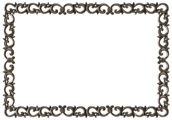 Black  ornament  frame on transparent background, cut out, 3D render
