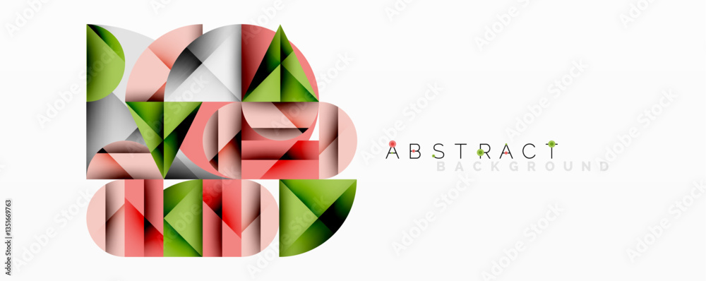 Aufkleber Modern abstract composition with layered circles and angular segments featuring gradients, transparency effects, and a structured geometric layout
