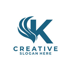 Initial K wings logo design vector template