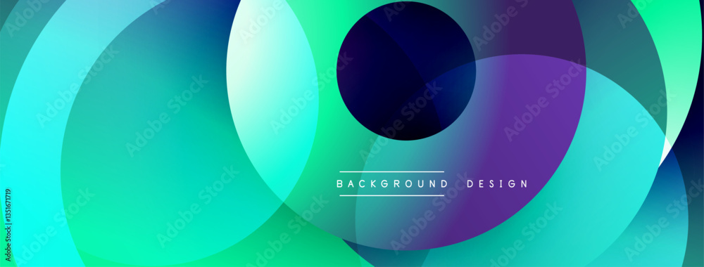 Poster Abstract composition with layered circular elements, blending gradients and soft transitions, creating a sense of depth, motion, and visual harmony