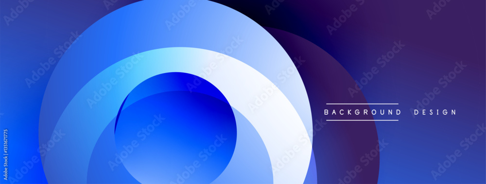 Aufkleber Layered circular shapes in vivid colors form a gradient-rich abstract design with smooth transitions, depth effects, and a modern, futuristic aesthetic