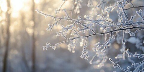 Obraz premium Glistening frost on branches