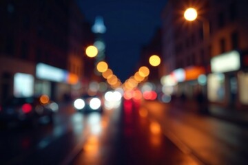 Abstract late night city lights, blurred motion, glow, color, texture