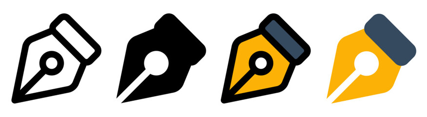 Modern pen nib icons with a simple and stylish design. Ideal for writing, design, and educational applications.