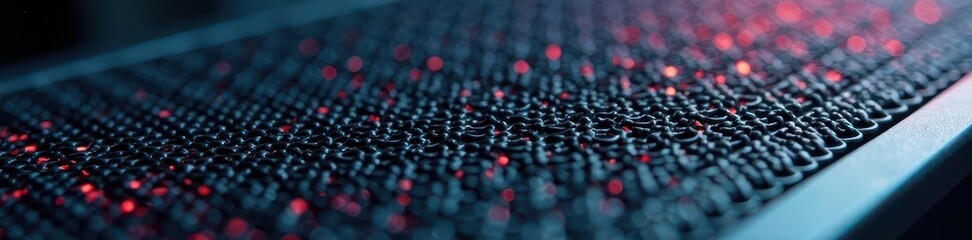 Close-up of metallic speaker grille, textured surface, audio, macro, pattern