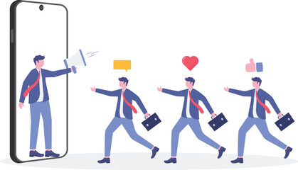 Affiliate Marketing Referral Concept, Showing a screaming person with a megaphone,

