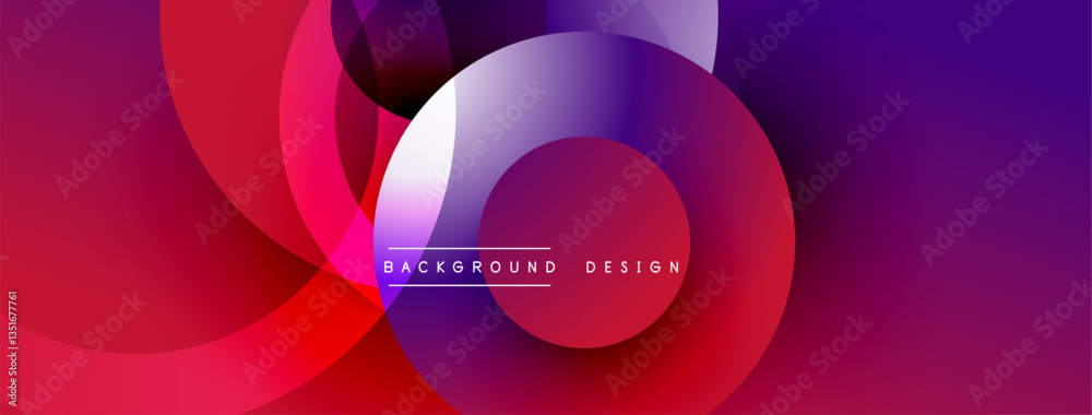 Aufkleber Layered circular shapes in vivid colors form a gradient-rich abstract design with smooth transitions, depth effects, and a modern, futuristic aesthetic