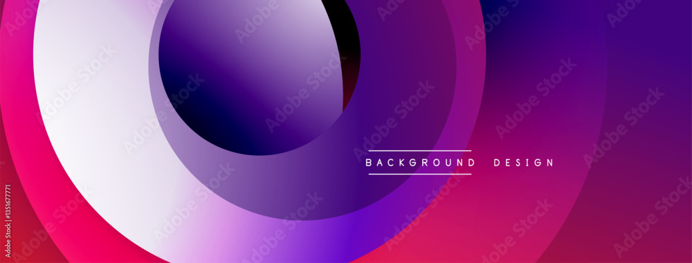 Aufkleber Layered circular shapes in vivid colors form a gradient-rich abstract design with smooth transitions, depth effects, and a modern, futuristic aesthetic