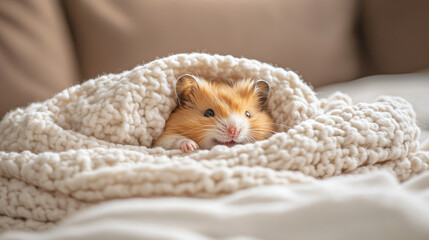 Laughing guinea pig cozy blanket soft sweater adorable expression funny cute pet furry animal happy moment indoor warm fur teeth joy light texture winter comfy charm tiny paws home mood fuzzy fluffy