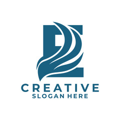 Obraz premium Initial Letter E wings logo design vector template