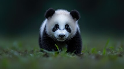 Obraz premium Cute panda cub exploring