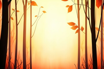 Serene Autumn Forest with Warm Golden Glow