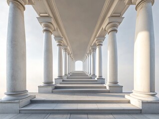 Colonnade with Receding Staircase and Arch