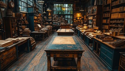 Antique Bookshop Interior: A Vintage Bookstore's Enchanting Atmosphere