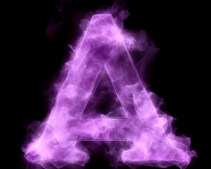 A Violet Letter A Formed From Ethereal Smoke On Black
