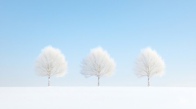 Frosty Trees in Winter Landscape.