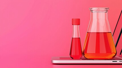 Close-up shot of nanostructure analysis on a laptop screen in a lab, symbolizing the cutting-edge advancements of nano-biotechnology in the medical field. , Minimalism Clean and clear background