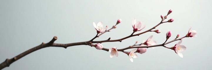 Delicate branch with intricate details against white, minimalist, clean