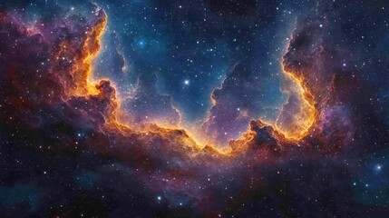 Fototapeta premium Vibrant cosmic cloud formation revealing celestial structures amidst the stars