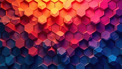 Intricate tessellation of hexagons, vibrant hues, design, art