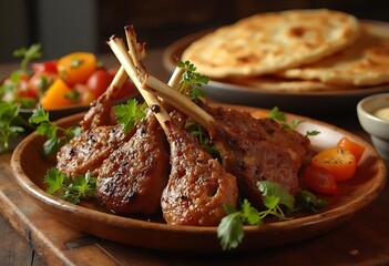 Fototapeta premium Delicious Lamb Chops Oven Platter