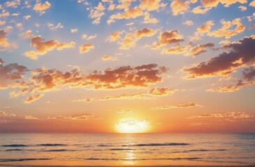 Fototapeta premium 夕焼け, 海, 太陽, 空, 日の出, 海, 水, 自然, 地平線, 雲, 浜, 風景, 雲, オレンジ
