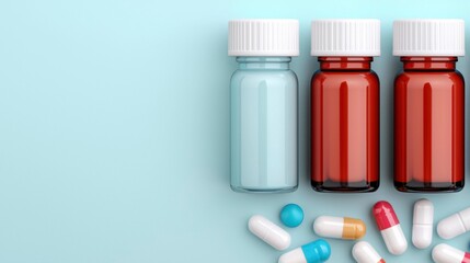 Scientists examining molecular advancements in biotech medication, surrounded by lab equipment, leaving room for copy space to showcase innovative findings or development updates. , Minimalism Clean