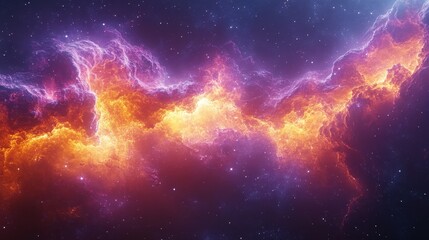 Naklejka premium Stunning celestial nebula displaying vibrant colors and scattered starlight across space