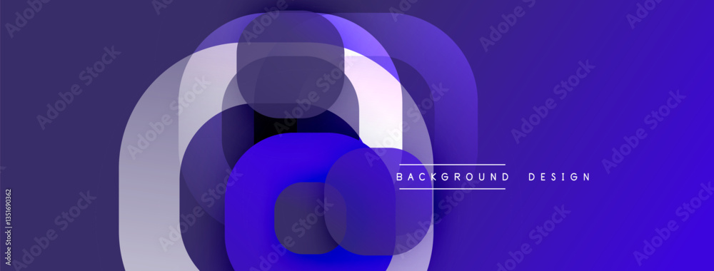 Poster Circular abstract design with overlapping translucent circles and round shapes, blending gradients and smooth curves, creating depth, contrast, and a dynamic visual effect