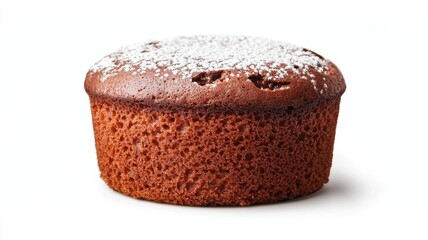 World chocolate day with sweet and recipe idea. Chocolate muffin with powdered sugar on top.