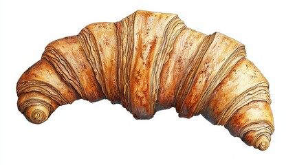 Freshly Baked Croissant with Crispy Layers and Golden Brown Crust Ideal for Breakfast or Bakery Illustrations