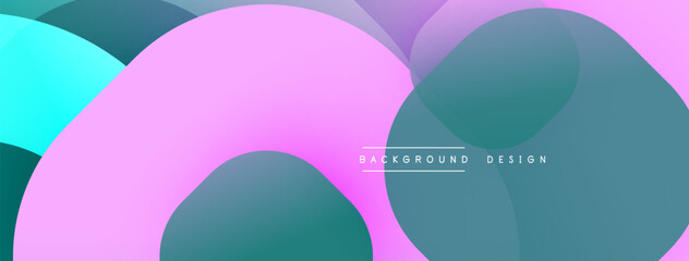 Circular abstract design with overlapping translucent circles and round shapes, blending gradients and smooth curves, creating depth, contrast, and a dynamic visual effect