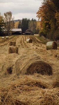 Mown hay autumnal seasonal background backdrop livestock feed flooring