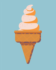 Ice cream in a mug with fruit syrup - a detailed vector