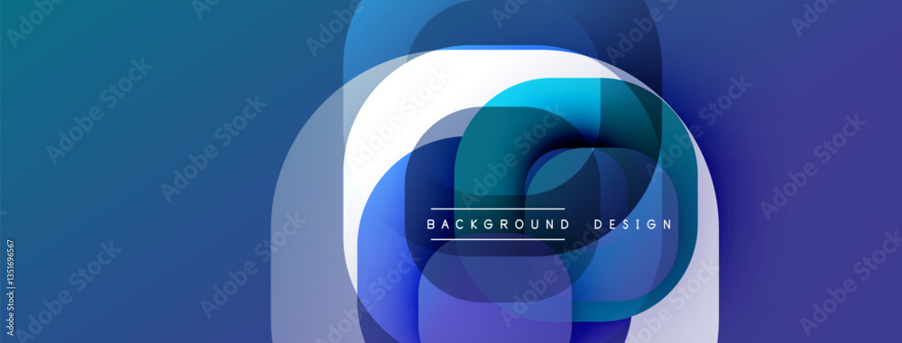 Aufkleber Circular abstract design with overlapping translucent circles and round shapes, blending gradients and smooth curves, creating depth, contrast, and a dynamic visual effect