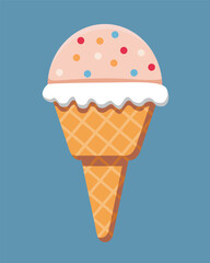 Cream ice cream in a waffle mug - a classic vector illustration