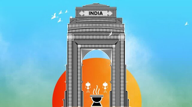 ndia get delhi india ,india get behind sky, unesco world heritage site, warli art seawater ,onsen graphic art illustration ,agra fort