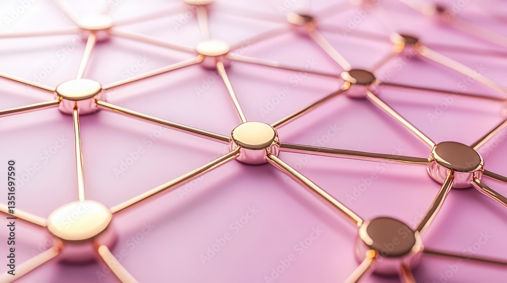 Poster network of connections: abstract representation of interconnected nodes forming a network on a soft 