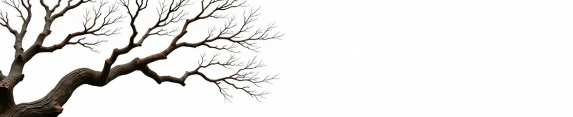 Twisted and turned tree branches against a clean white background, wood, texture