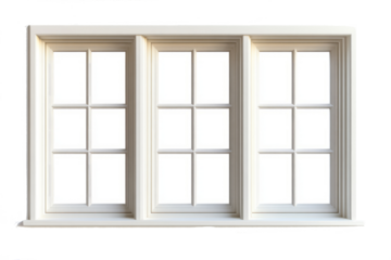 A classic white-framed triple-pane window with elegant molding, exuding a sense of symmetry, openness, and timeless architectural charm. A symbol of clarity, perspective, and inviting natural light.