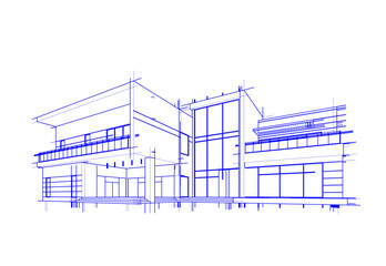 house building sketch architecture 3d illustration