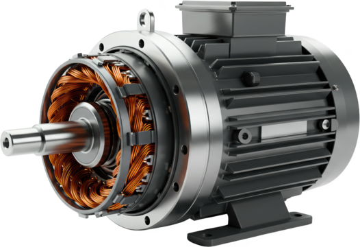 Powerful Industrial Electric Motor Detailed 3D Render of AC Motor with Copper Windings