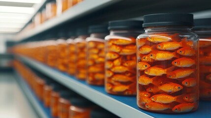 In an innovative biotech lab, bioreactors are used to grow genetically modified organisms, representing the fusion of biotechnology and genetic engineering in modern research. , Minimalism Clean and