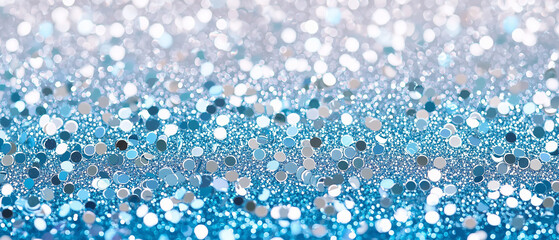 Sparkling Blue and Silver Glitter Background Texture Festive Shimmering Confetti Design