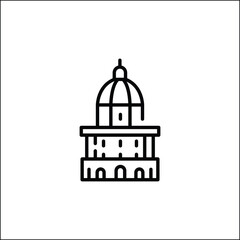 Church icon. Simple representation of a church, used to symbolize places of Christian worship or religious buildings. Vector illustration