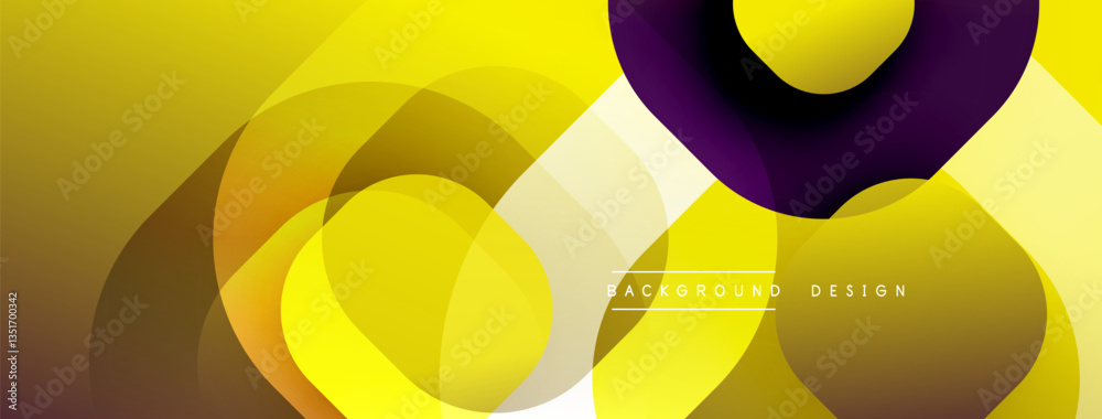 Fototapete Circular abstract design with overlapping translucent circles and round shapes, blending gradients and smooth curves, creating depth, contrast, and a dynamic visual effect