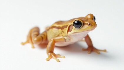 Small brown frog on white, smooth skin, minimalistic, biology, studio shot